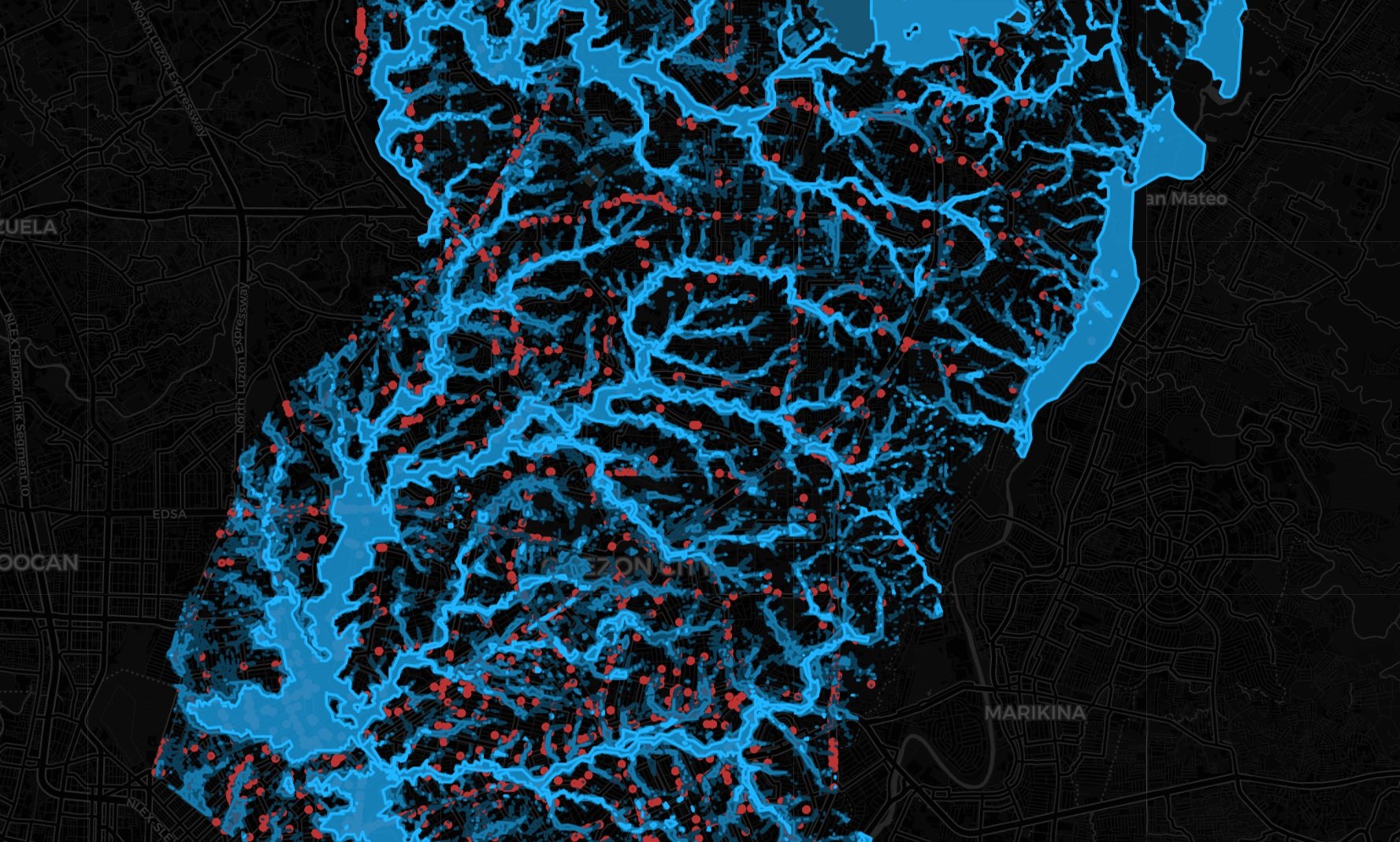 Metro Manila Cities Flood Hazard Maps from UP NOAH with Flood Reports from Waze